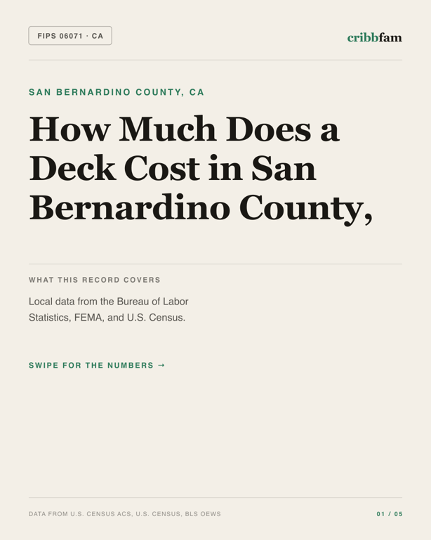 Decks in San Bernardino County, CA — regional cost snapshot