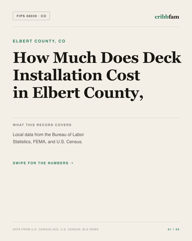 Decks in Elbert County, CO — regional cost snapshot