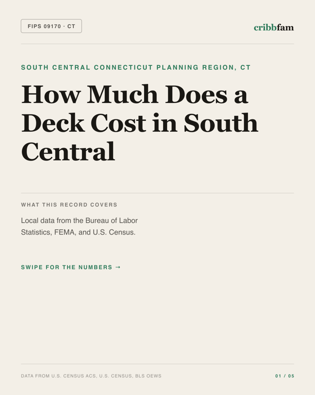 Decks in South Central Connecticut Planning Region, CT — regional cost snapshot