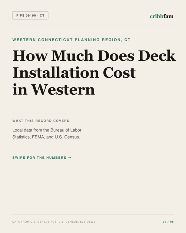 Decks in Western Connecticut Planning Region, CT — regional cost snapshot