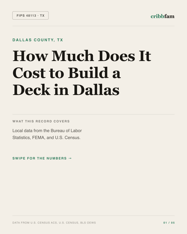 Decks in Dallas County, TX — regional cost snapshot