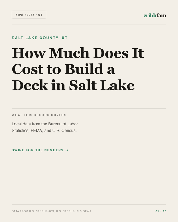 Decks in Salt Lake County, UT — regional cost snapshot