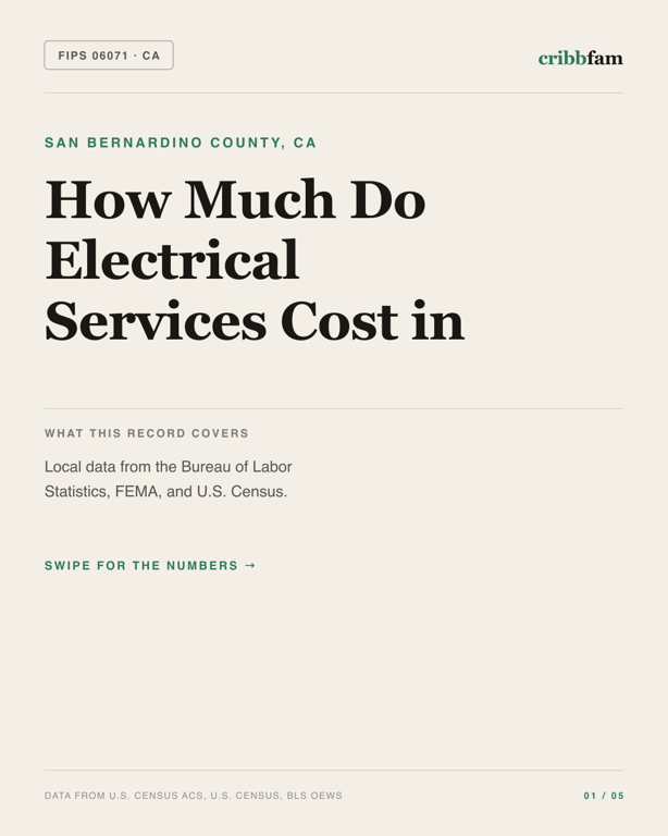 Electrical in San Bernardino County, CA — regional cost snapshot