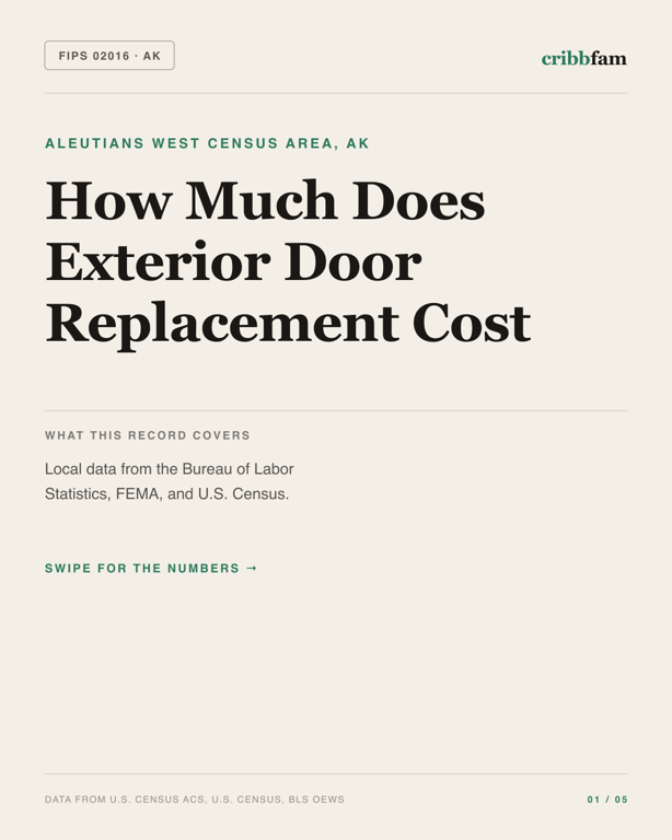 Exterior Door Replacement in Aleutians West Census Area, AK — regional cost snapshot