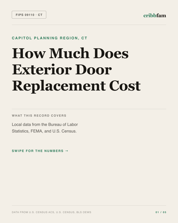 Exterior Door Replacement in Capitol Planning Region, CT — regional cost snapshot