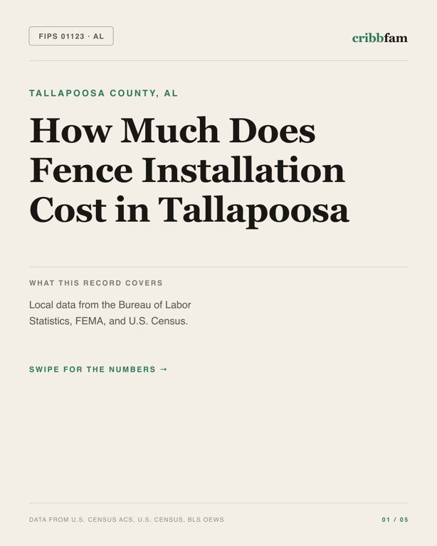 Fences in Tallapoosa County, AL — regional cost snapshot