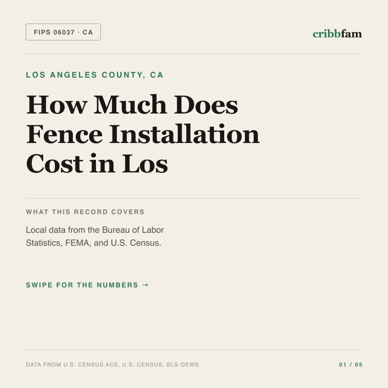 Fences cost snapshot for Los Angeles County, CA