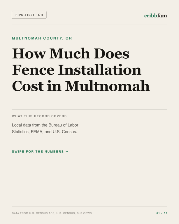 Fences in Multnomah County, OR — regional cost snapshot