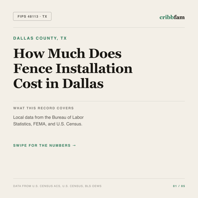Fences cost snapshot for Dallas County, TX