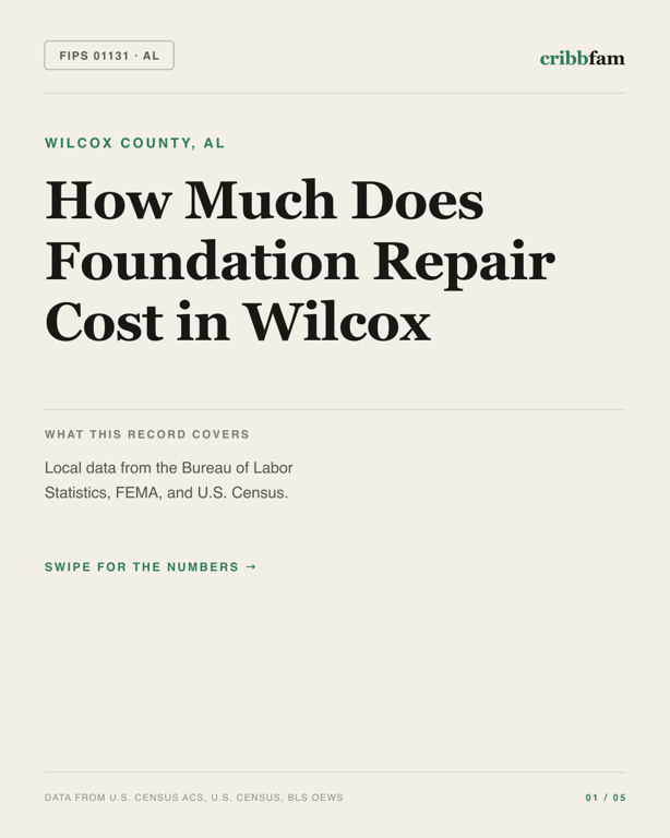 Foundation Repair in Wilcox County, AL — regional cost snapshot
