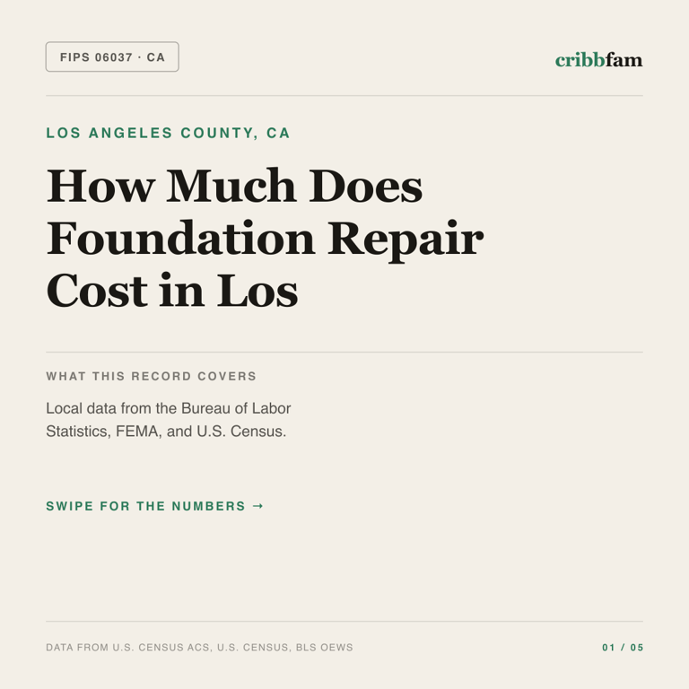 Foundation Repair cost snapshot for Los Angeles County, CA