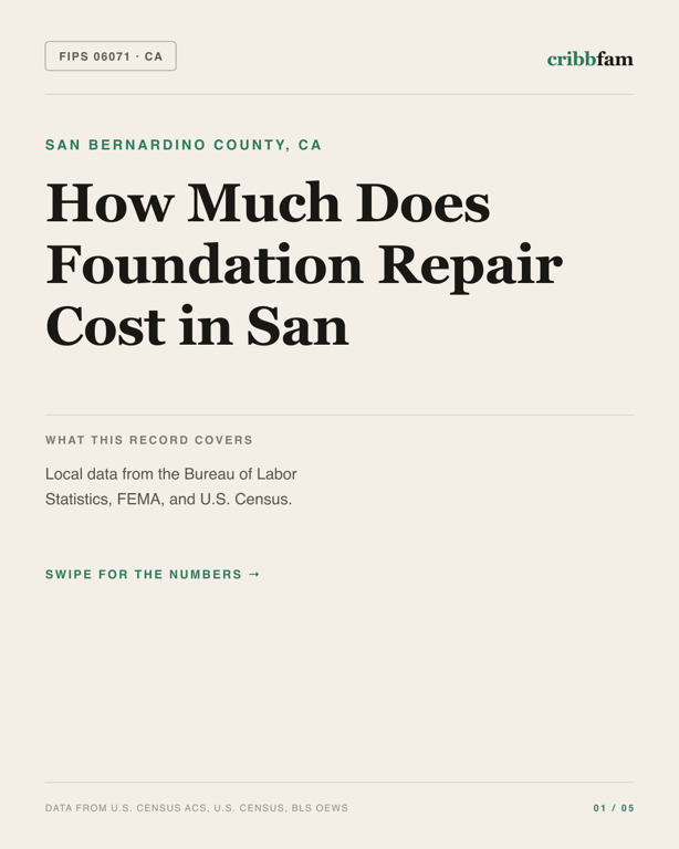 Foundation Repair in San Bernardino County, CA — regional cost snapshot