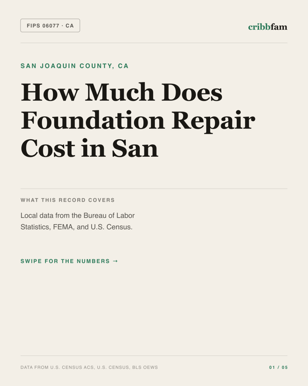 Foundation Repair in San Joaquin County, CA — regional cost snapshot