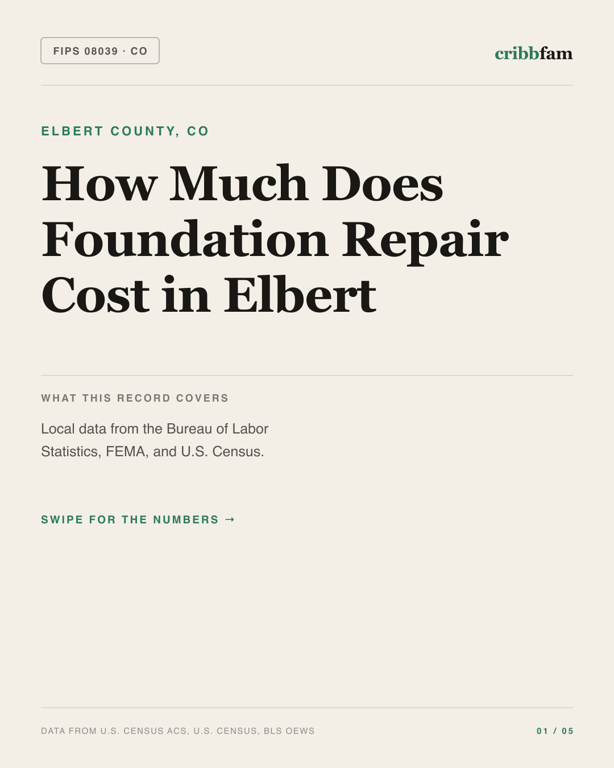 Foundation Repair in Elbert County, CO — regional cost snapshot