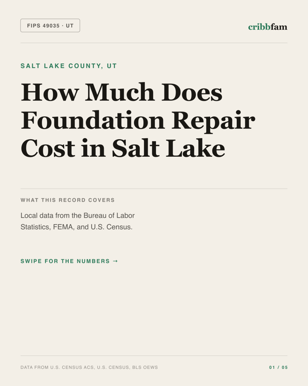 Foundation Repair in Salt Lake County, UT — regional cost snapshot