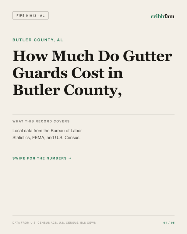 Gutter Guards in Butler County, AL — regional cost snapshot