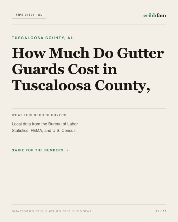 Gutter Guards in Tuscaloosa County, AL — regional cost snapshot