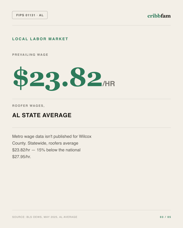 Gutter Guards in Wilcox County, AL — local labor market data