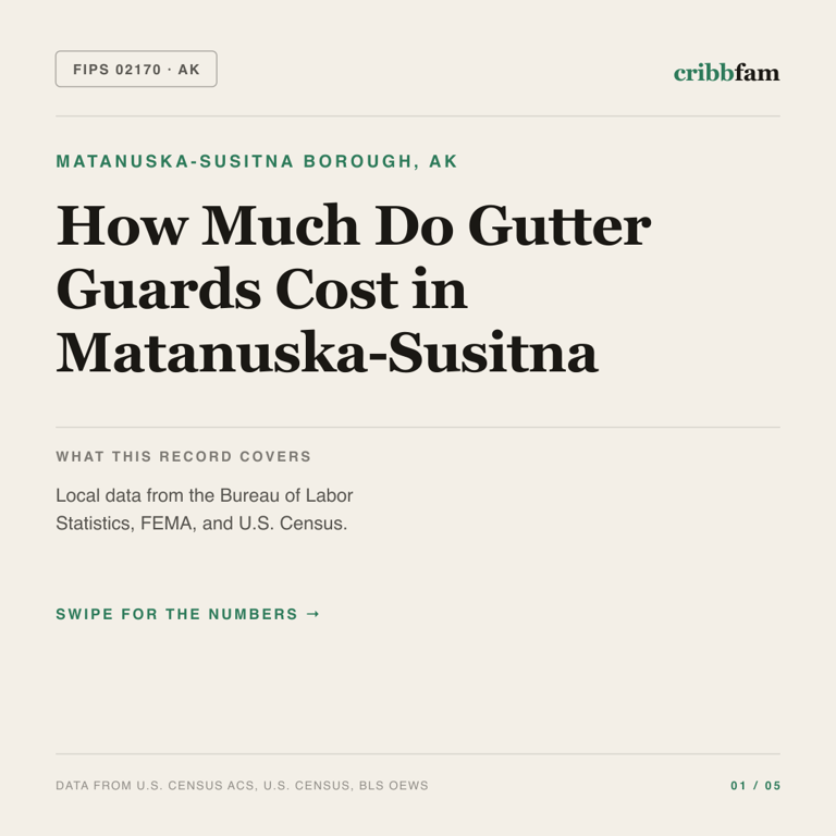 Gutter Guards cost snapshot for Matanuska-Susitna Borough, AK
