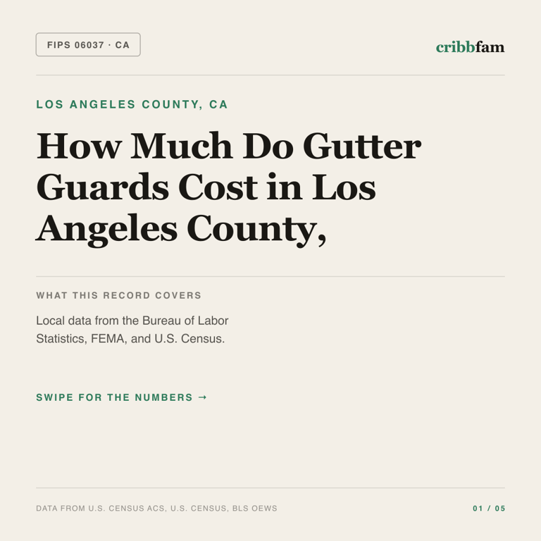 Gutter Guards cost snapshot for Los Angeles County, CA