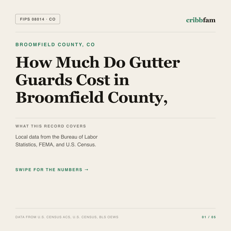Gutter Guards cost snapshot for Broomfield County, CO