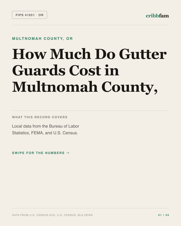 Gutter Guards in Multnomah County, OR — regional cost snapshot