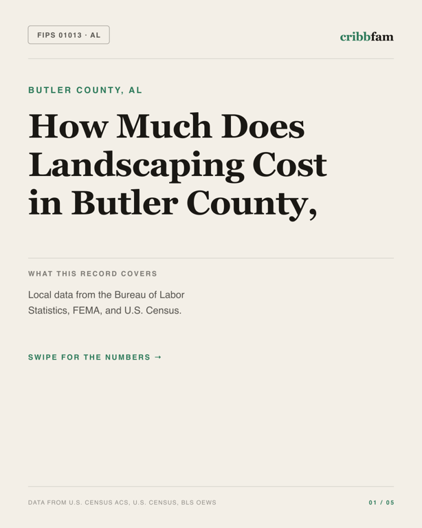 Landscaping in Butler County, AL — regional cost snapshot