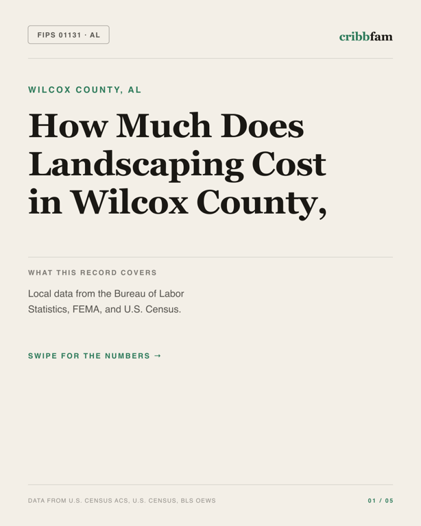 Landscaping in Wilcox County, AL — regional cost snapshot