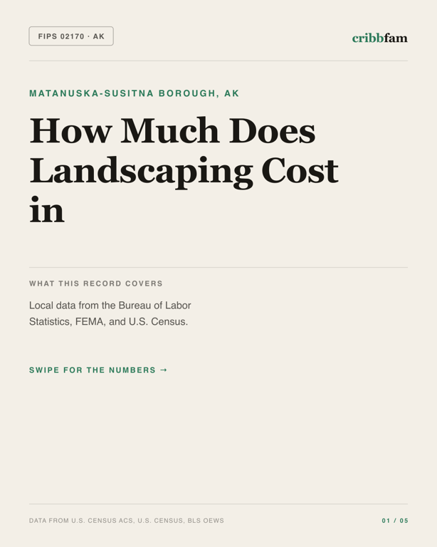 Landscaping in Matanuska Susitna Borough, AK — regional cost snapshot