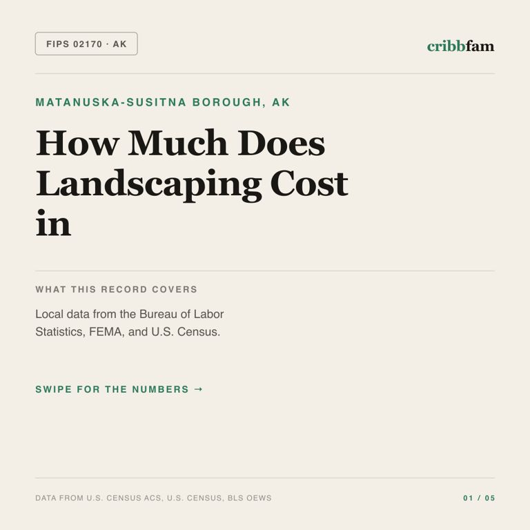 Landscaping cost snapshot for Matanuska-Susitna Borough, AK