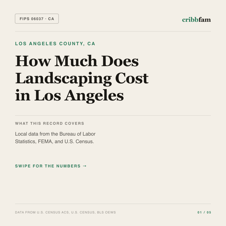 Landscaping cost snapshot for Los Angeles County, CA