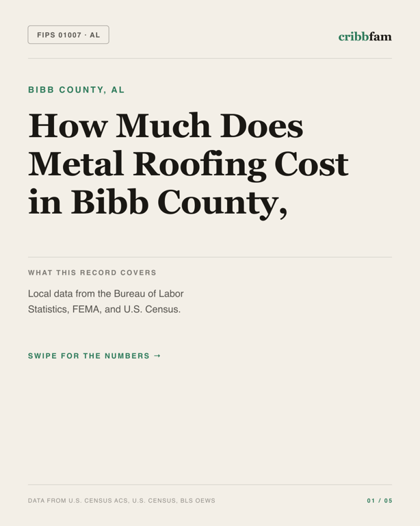 Metal Roofing in Bibb County, AL — regional cost snapshot