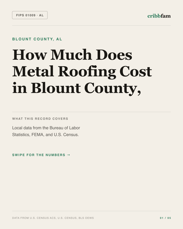 Metal Roofing in Blount County, AL — regional cost snapshot