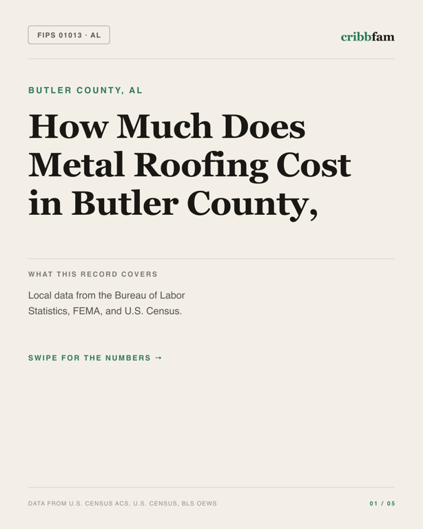 Metal Roofing in Butler County, AL — regional cost snapshot