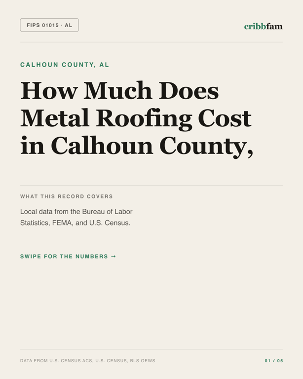 Metal Roofing in Calhoun County, AL — regional cost snapshot