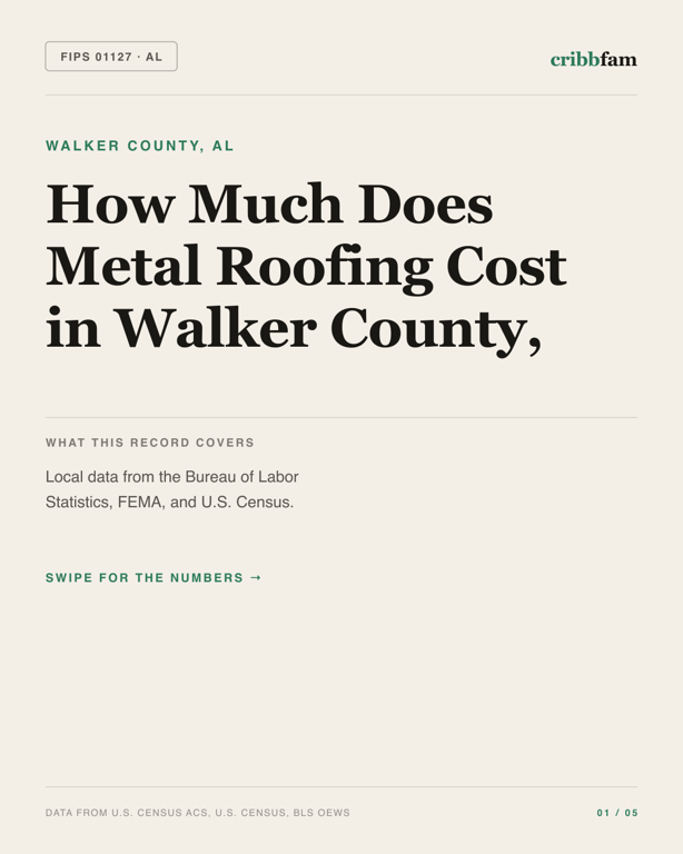 Metal Roofing in Walker County, AL — regional cost snapshot