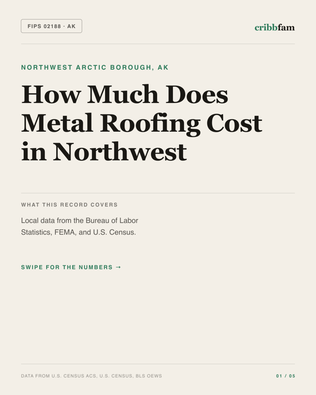 Metal Roofing in Northwest Arctic Borough, AK — regional cost snapshot