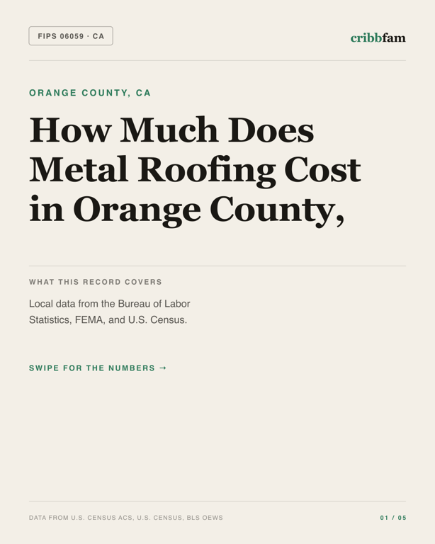 Metal Roofing in Orange County, CA — regional cost snapshot