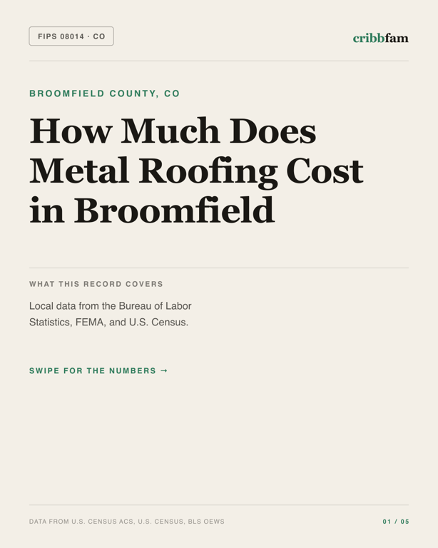 Metal Roofing in Broomfield County, CO — regional cost snapshot