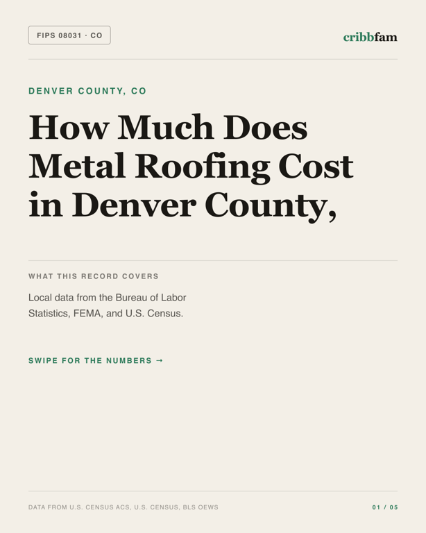 Metal Roofing in Denver County, CO — regional cost snapshot