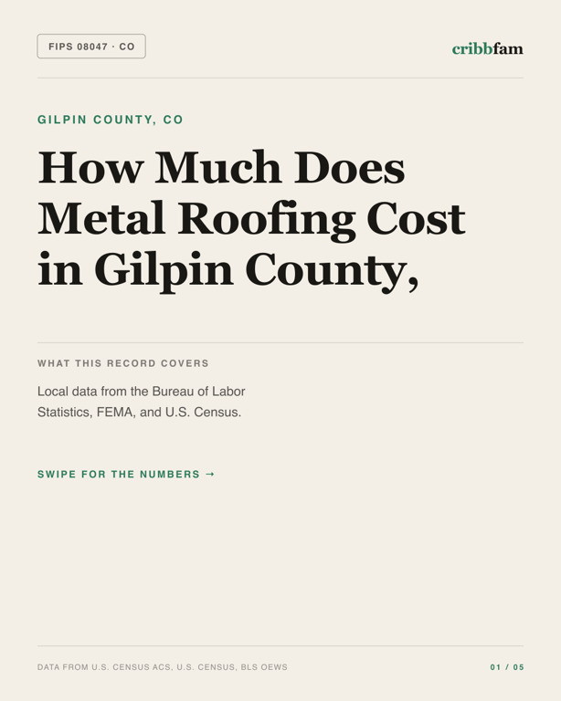 Metal Roofing in Gilpin County, CO — regional cost snapshot