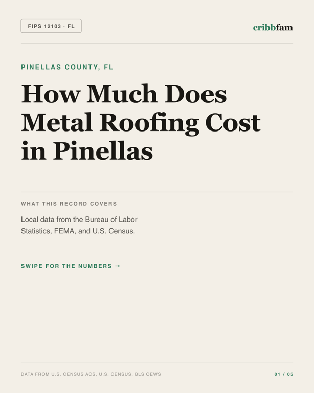 Metal Roofing in Pinellas County, FL — regional cost snapshot