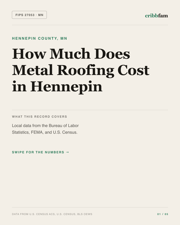 Metal Roofing in Hennepin County, MN — regional cost snapshot