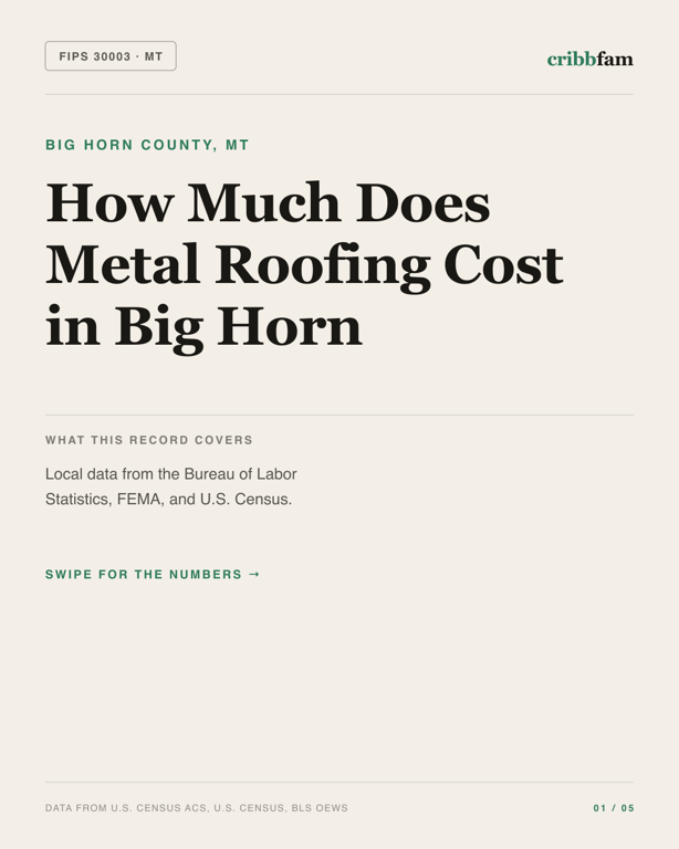 Metal Roofing in Big Horn County, MT — regional cost snapshot
