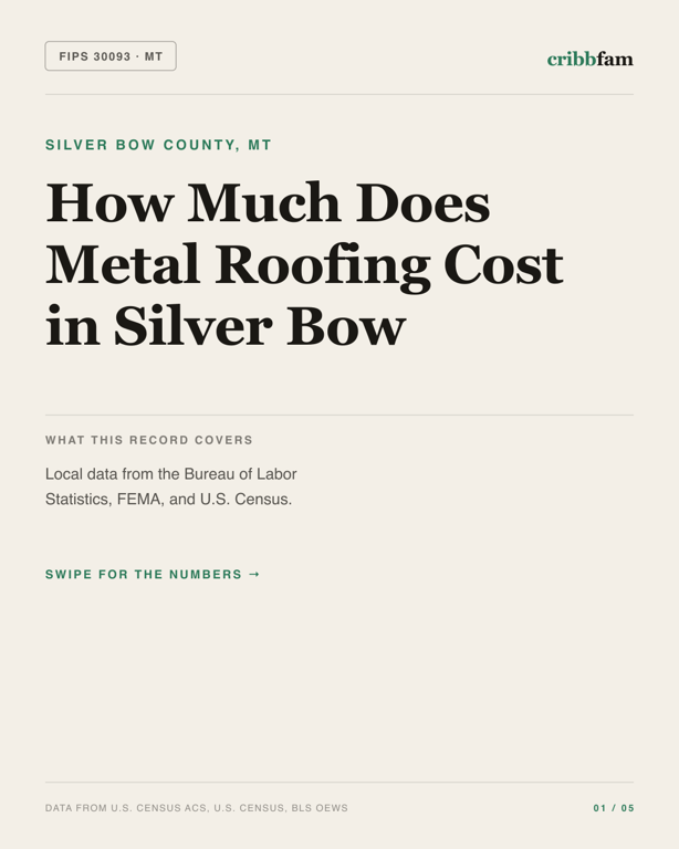 Metal Roofing in Silver Bow County, MT — regional cost snapshot