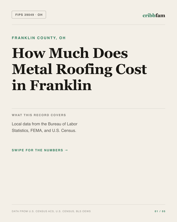 Metal Roofing in Franklin County, OH — regional cost snapshot