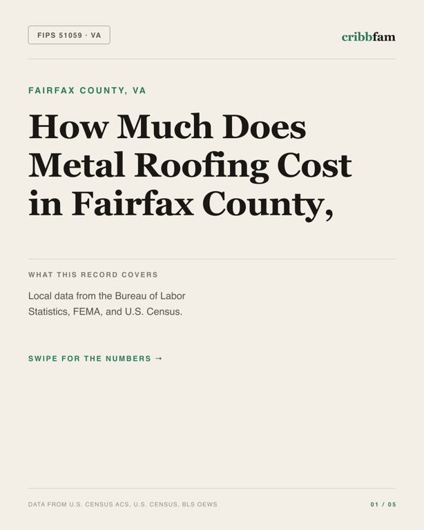 Metal Roofing in Fairfax County, VA — regional cost snapshot