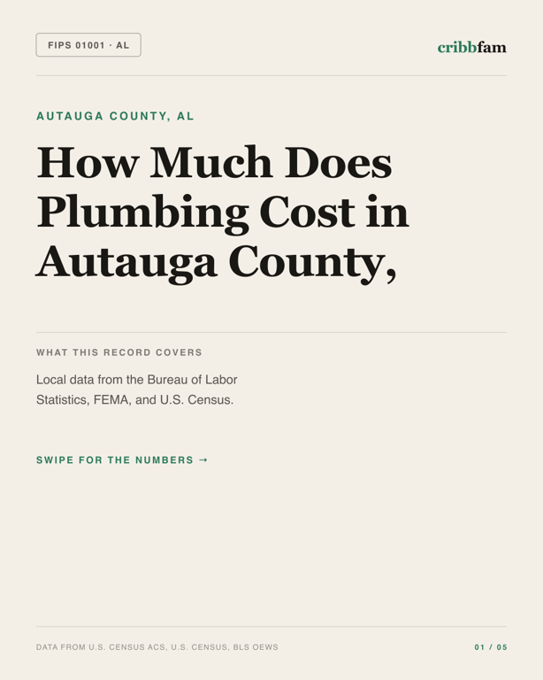 Plumbing in Autauga County, AL — regional cost snapshot