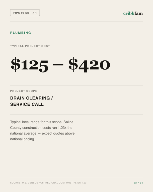 Plumbing in Saline County, AR — typical local cost range