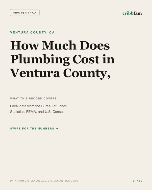 Plumbing in Ventura County, CA — regional cost snapshot